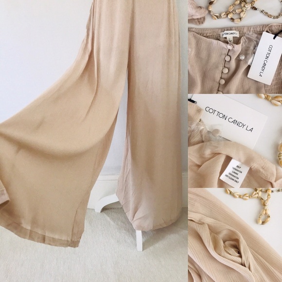 NWT Boho Off-The-Shoulder Smocked Jumpsuit - Picture 8 of 8